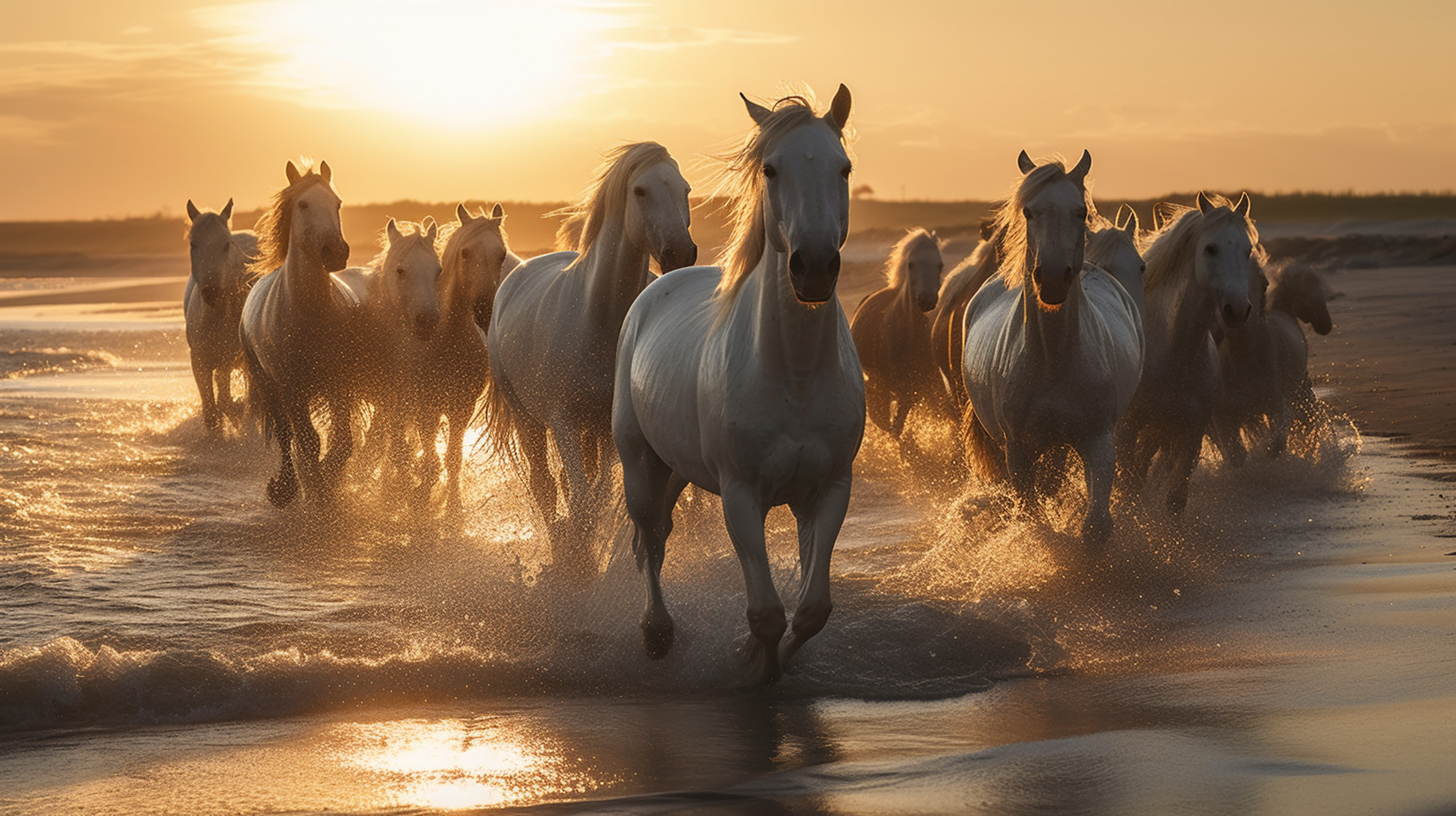 Caballos corriendo por la playa